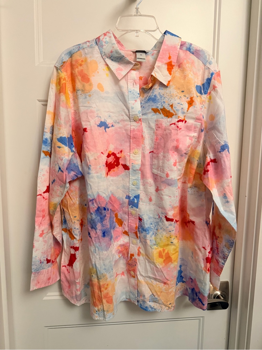 Duluth Trading Co Multicolor Paint-Splatter Button-Down Shirt